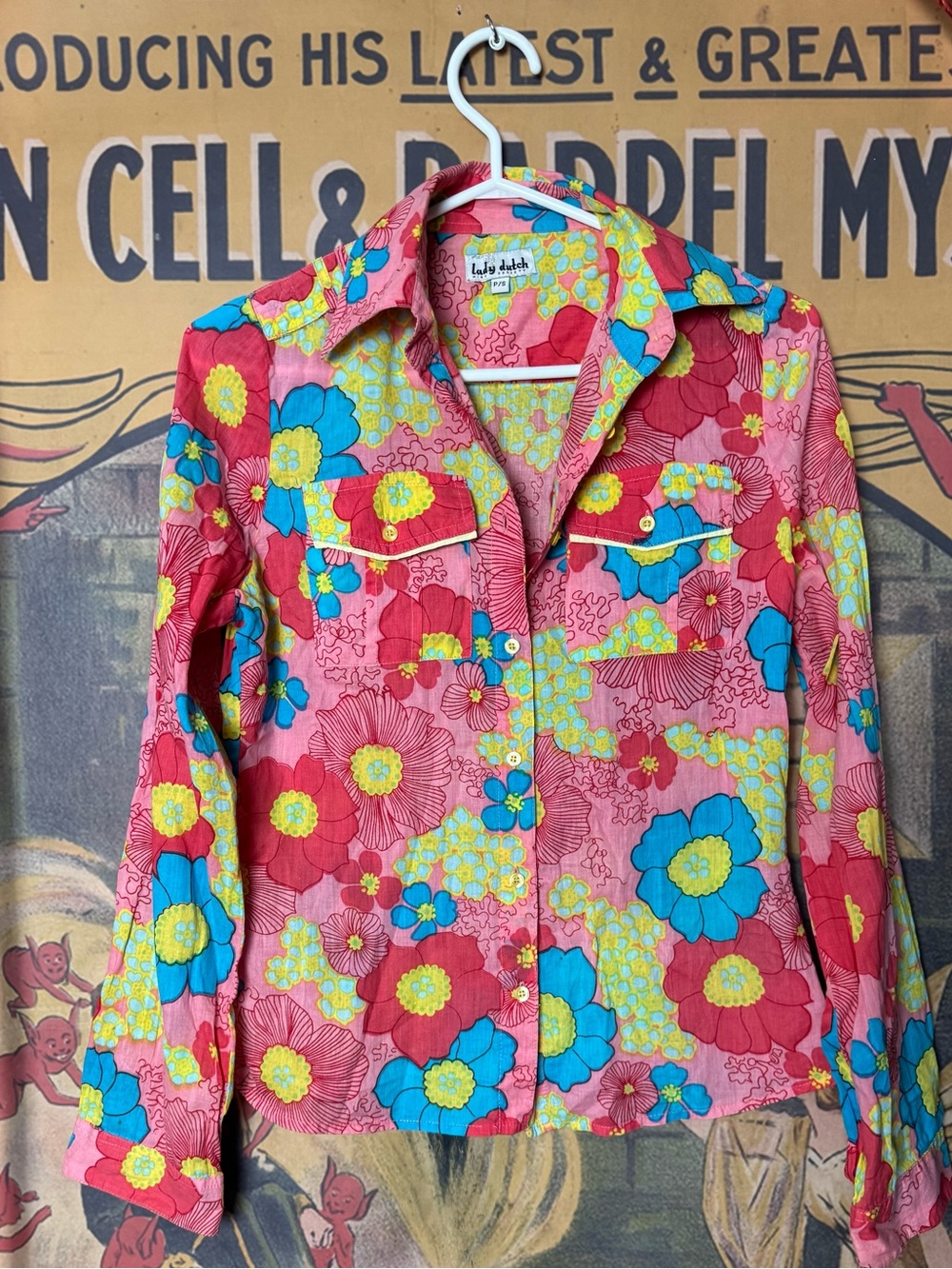 Lady Dutch Vibrant Pink Floral Button-Up Shirt